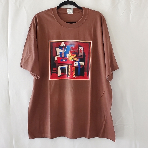 XXL Picasso Three Musicians Hanes Brown Graphic Short Sleeve Tee - Picture 1 of 11